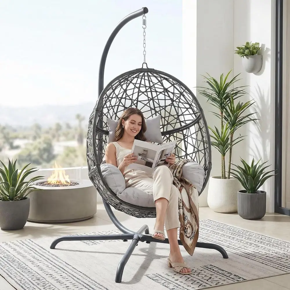 Kursi Ayun Rotan Gaya Boho unt - Hanging Egg Chair ulasan dan harga