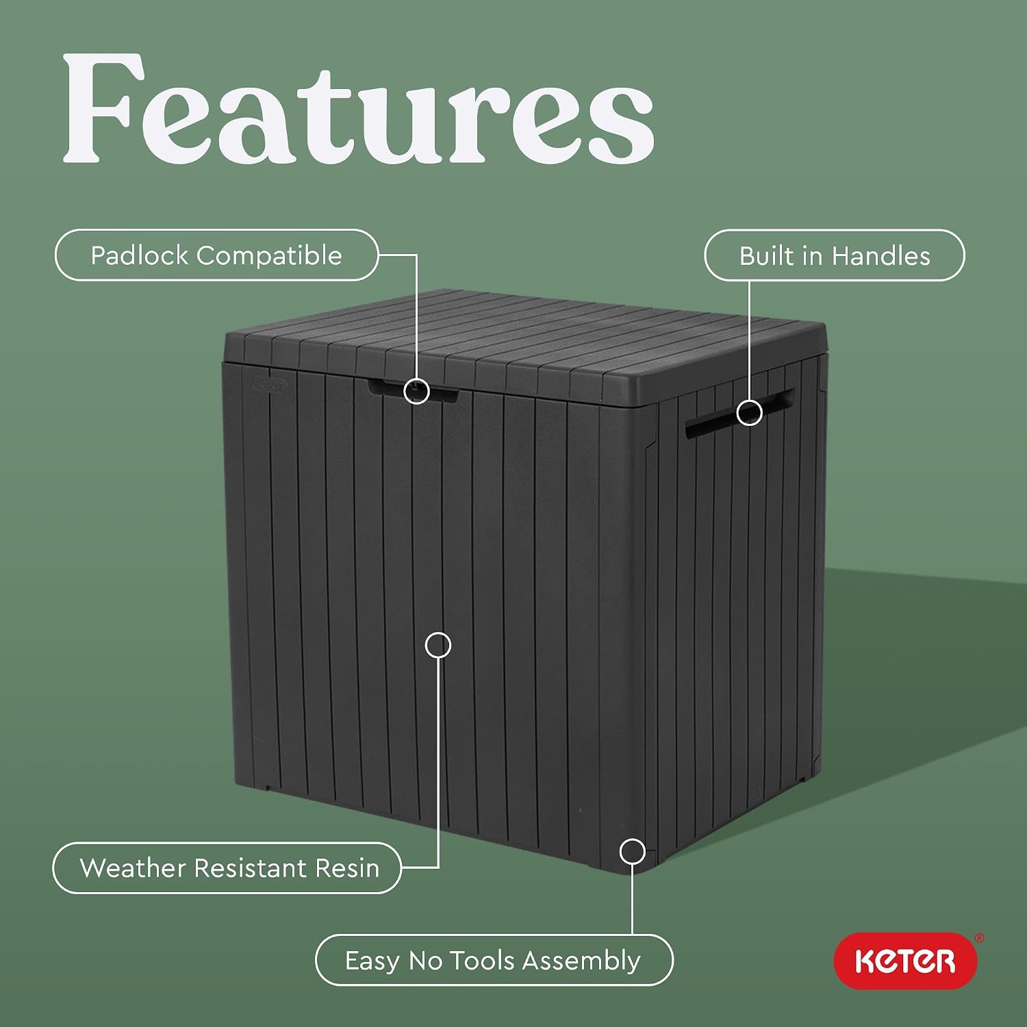 Keter City 30 Gal Kotak Penyim - Outdoor Furniture Resin ulasan dan harga